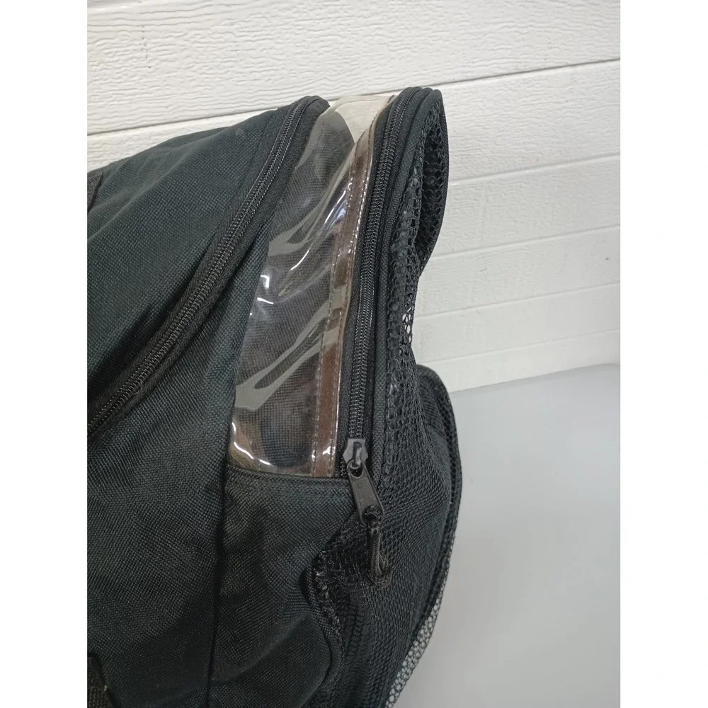 Vintage MTV Sports Backpack Black Mesh Clear Vinyl Retro 90s Gear Bag
